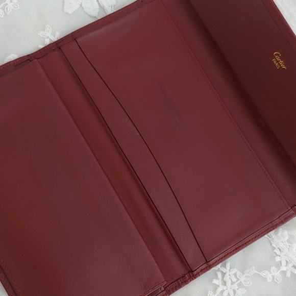 Cartier Kisslock Tri-fold Bordeaux Long Leather Wallet - Picture 15 of 17